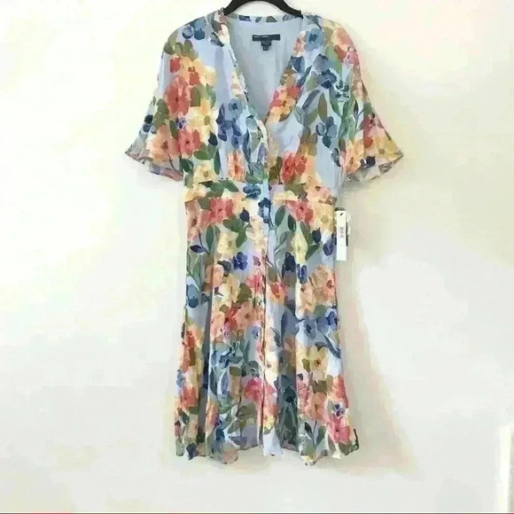 Maggy London Dolman Sleeve Floral A-line Dress - Picture 3 of 10